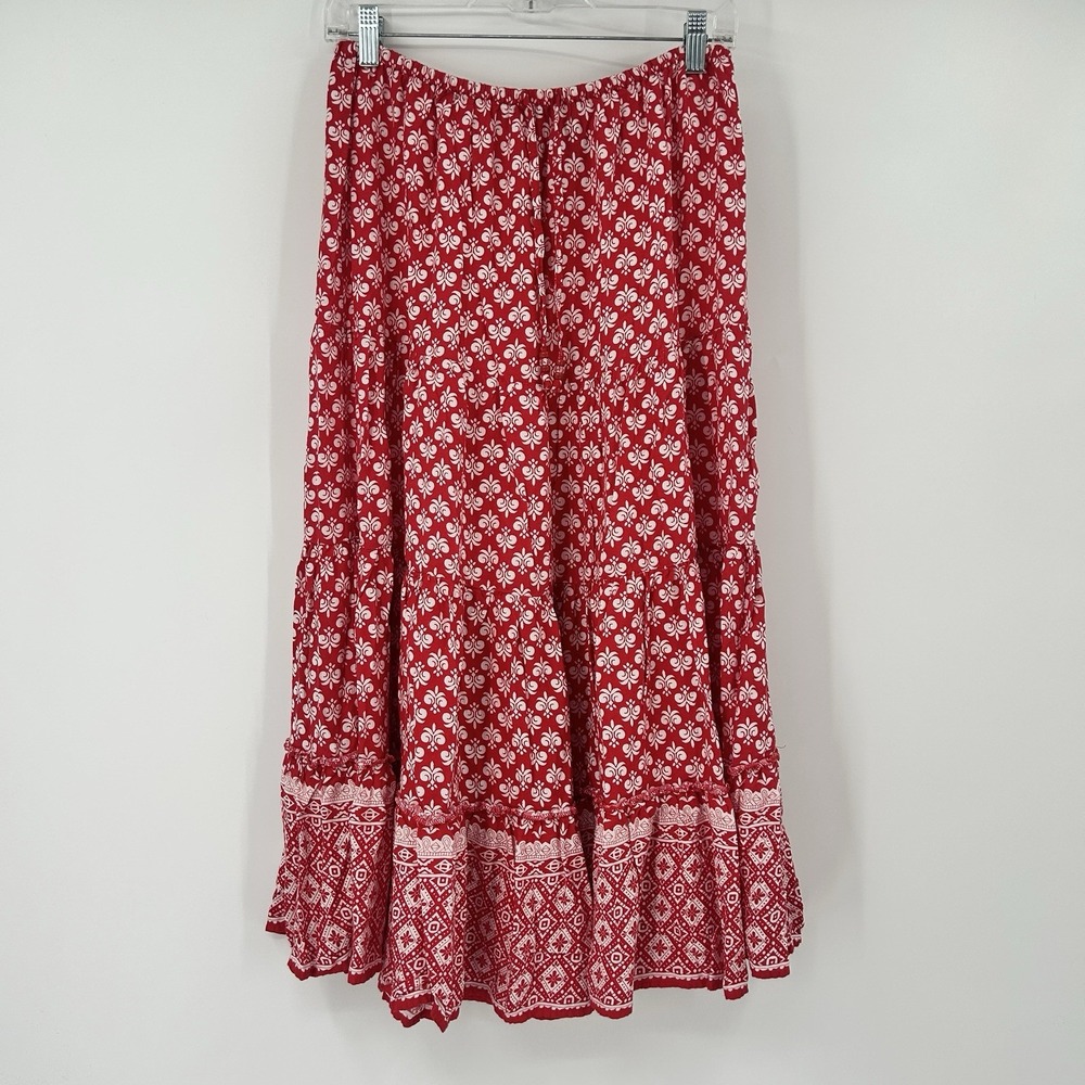Tiered Cottage Country Maxi Skirt Small Boho Prairie Peasant Cowgirl Western
